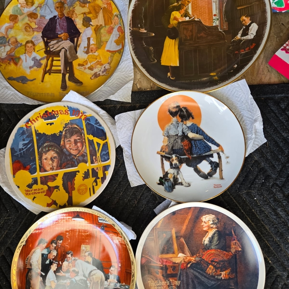 Norman Rockwell Collector Plates - Vibrant Multicolor Set